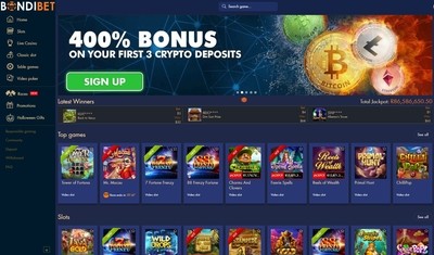 BondiBet Casino Homepage